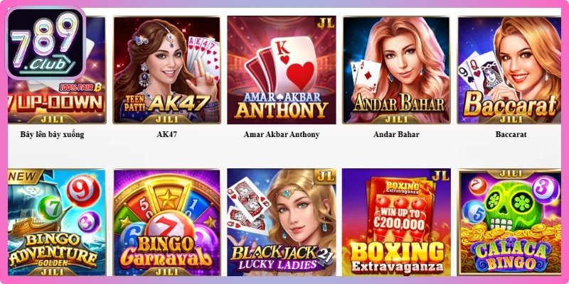 Game Bài 789club 2 Jili Games với kho game bài đa dạng tại 789club